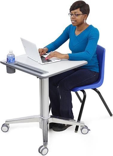 Купить Ergotron LEARNFIT TRAVEL STANDING DESK 40,60cm (16") CLEAR ANODIZED ADJUSTABLE Includes adjustable-height base, worksurface with integrated cupholder, tablet slot and pencil tray, backpack hook, four dual casters (two lo (24-547-003) в магазине wardena.ru