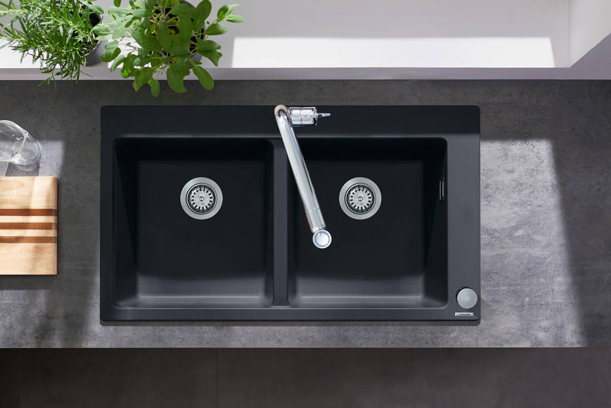 Купить Hansgrohe S51 S510-F770 Встраиваемая мойка 370/370 черный графит 43316170 в магазине wardena.ru