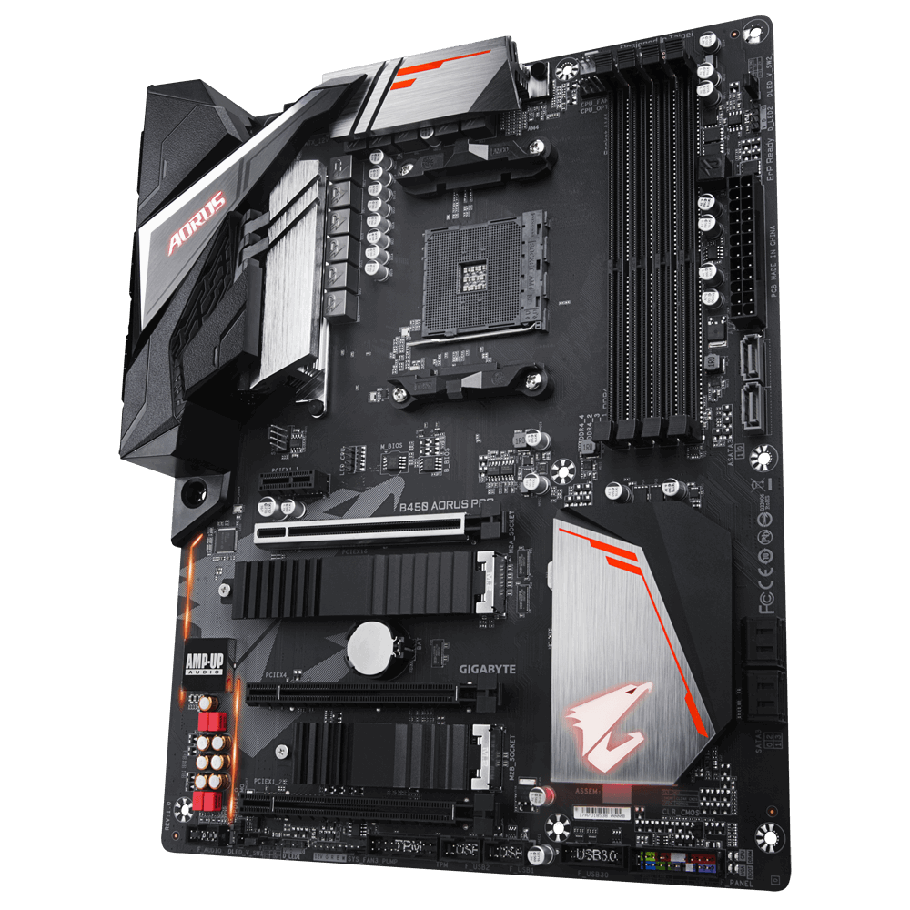 Купить Gigabyte B450 AORUS PRO - 1.0 - Motherboard - ATX - Socket AM4 - AMD B450 - USB 3.1 Gen 1, USB-C Gen2, USB 3.1 Gen 2 - Gigabit LAN - Onboard-Grafik (CPU erforderlich) - HD Audio (8-Kanal) в магазине wardena.ru