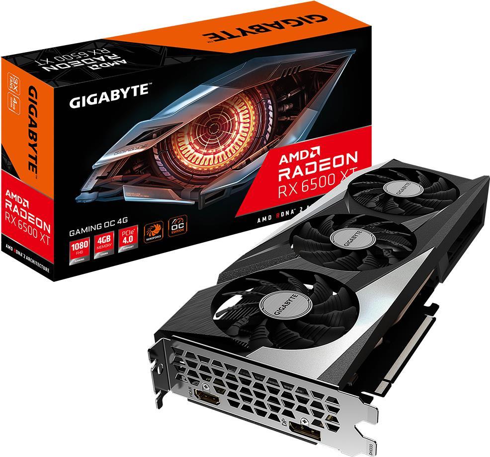 Купить Gigabyte GeForce RX 6500 XT GAMING OC 4G - Grafikkarten - Radeon RX 6500 XT - 4GB GDDR6 - PCIe 4,0 - HDMI, DisplayPort (GV-R65XTGAMING OC-4GD) в магазине wardena.ru