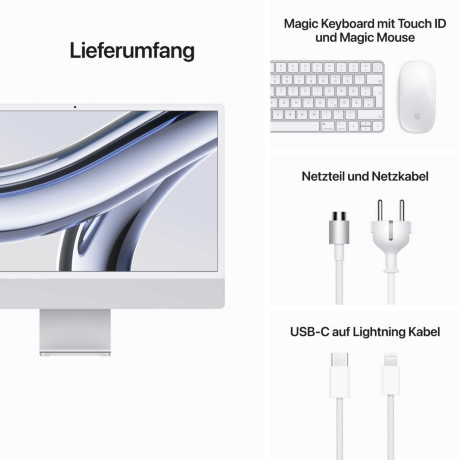 Купить Apple iMac 61cm(24‘‘) M3 10-Core 512GB silber (MQRK3D/A) в магазине wardena.ru