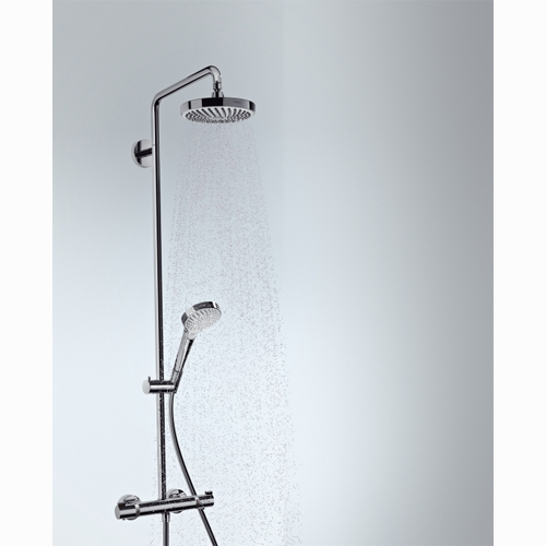 Купить Hansgrohe Croma Select S Showerpipe 180 2jet EcoSmart 9 л/мин с термостатом хром-белый матовый 27254400 в магазине wardena.ru