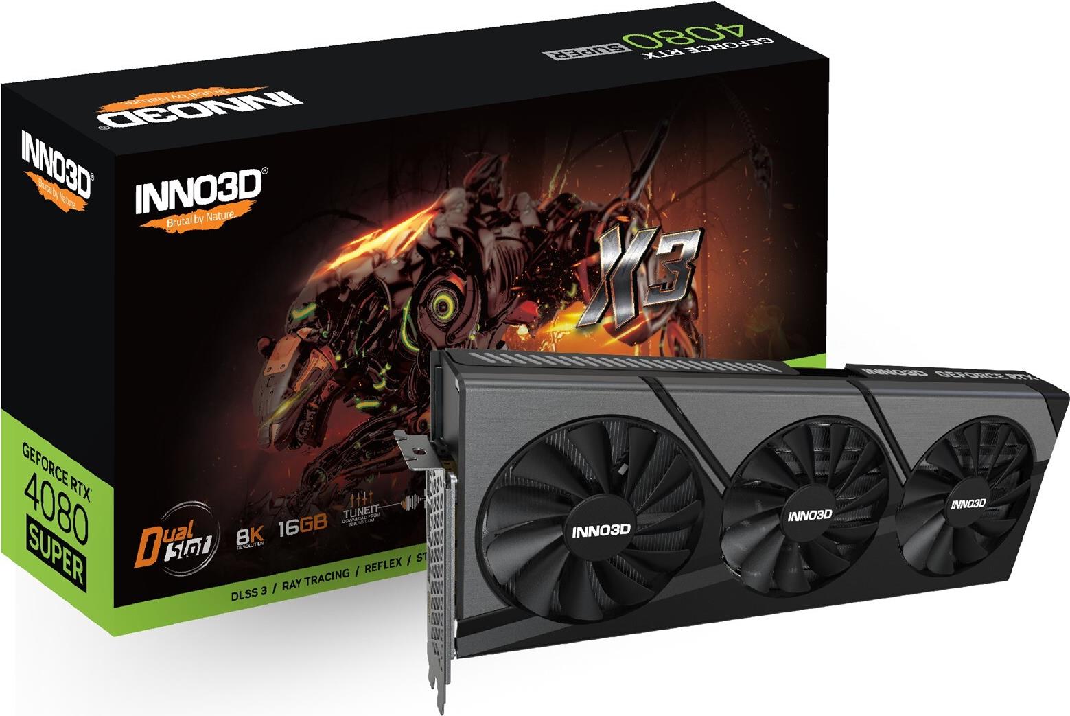 Купить Inno3D GEFORCE RTX 4080 SUPER X3 - GeForce RTX 4080 SUPER - 16 GB - GDDR6X - 256 Bit - 7680 x 4320 Pixel - PCI Express x16 4.0 (N408S3-166X-18703552) в магазине wardena.ru