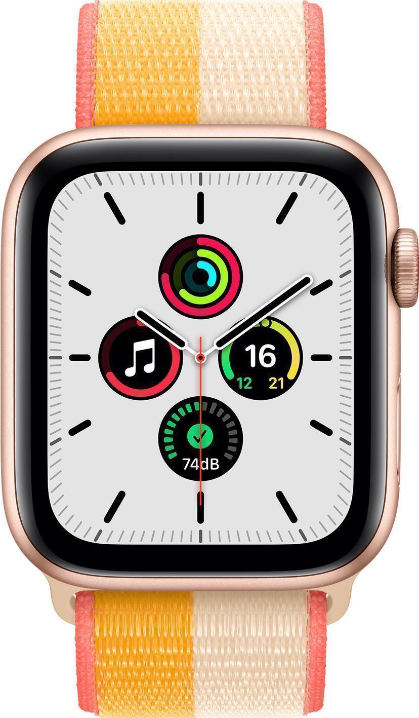 Купить Apple Watch SE (GPS + Cellular) - 44 mm - Gold Aluminium - intelligente Uhr mit Sportschleife - gewebtes Nylon - Maize/White - Handgelenkgröße: 145-220 mm - 32 GB - Wi-Fi, Bluetooth - 4G - 36.36 g (MKT23FD/A) в магазине wardena.ru