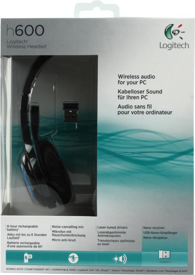 Купить LOGITECH H600 cordless Headset USB-nano-receiver blue black (981-000342) в магазине wardena.ru