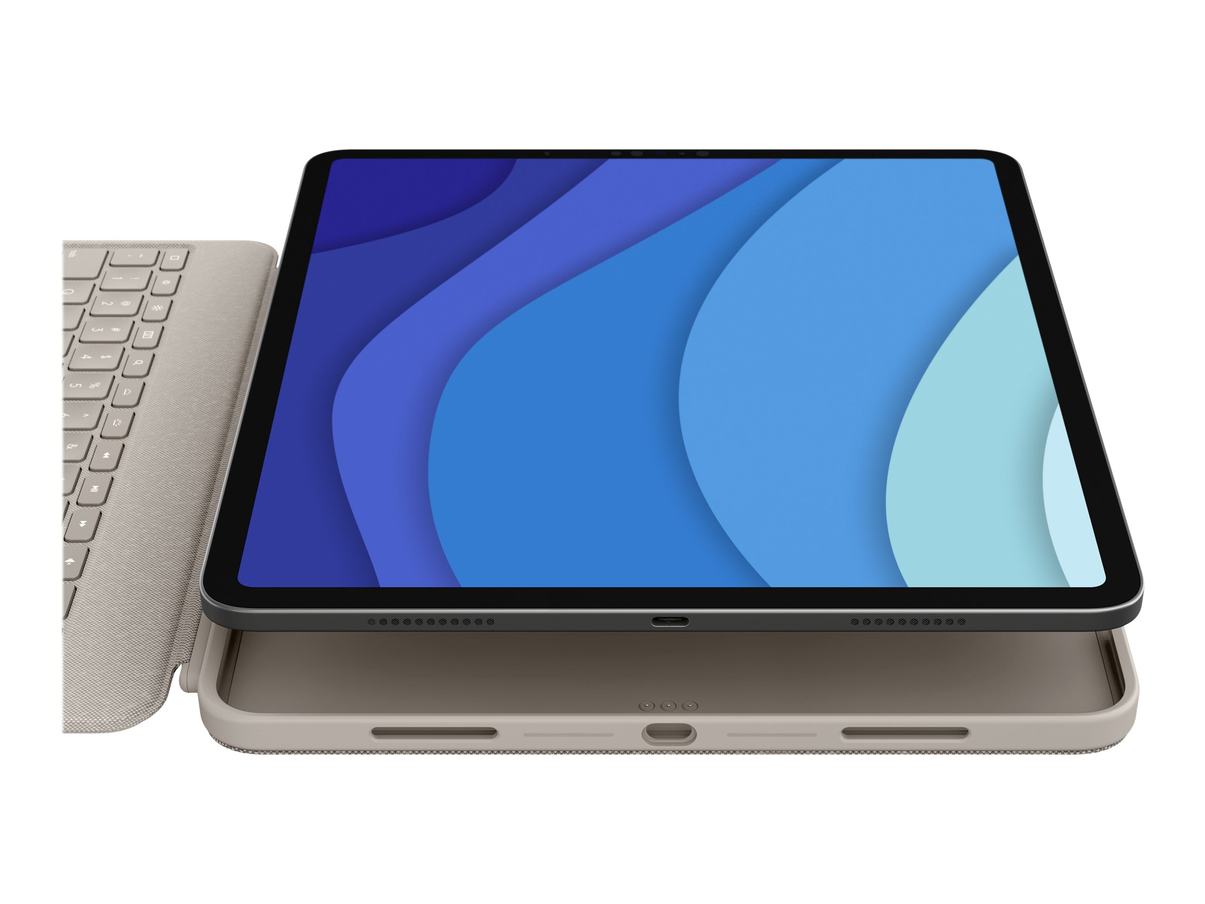 Купить Logitech Combo Touch - Tastatur und Foliohülle - mit Trackpad - hintergrundbeleuchtet - Apple Smart connector - QWERTY - Italienisch - Sand - für Apple 12.9" iPad Pro (5. Generation) (920-010220) в магазине wardena.ru