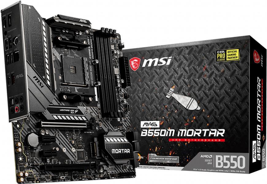 Купить MSI MAG B550M MORTAR - Motherboard - micro ATX - Socket AM4 - AMD B550 - USB-C Gen2, USB-C Gen1, USB 3.2 Gen 1, USB 3.2 Gen 2 - 2.5 Gigabit LAN - Onboard-Grafik (CPU erforderlich) - HD Audio (8-Kanal) (7C94-006R) в магазине wardena.ru
