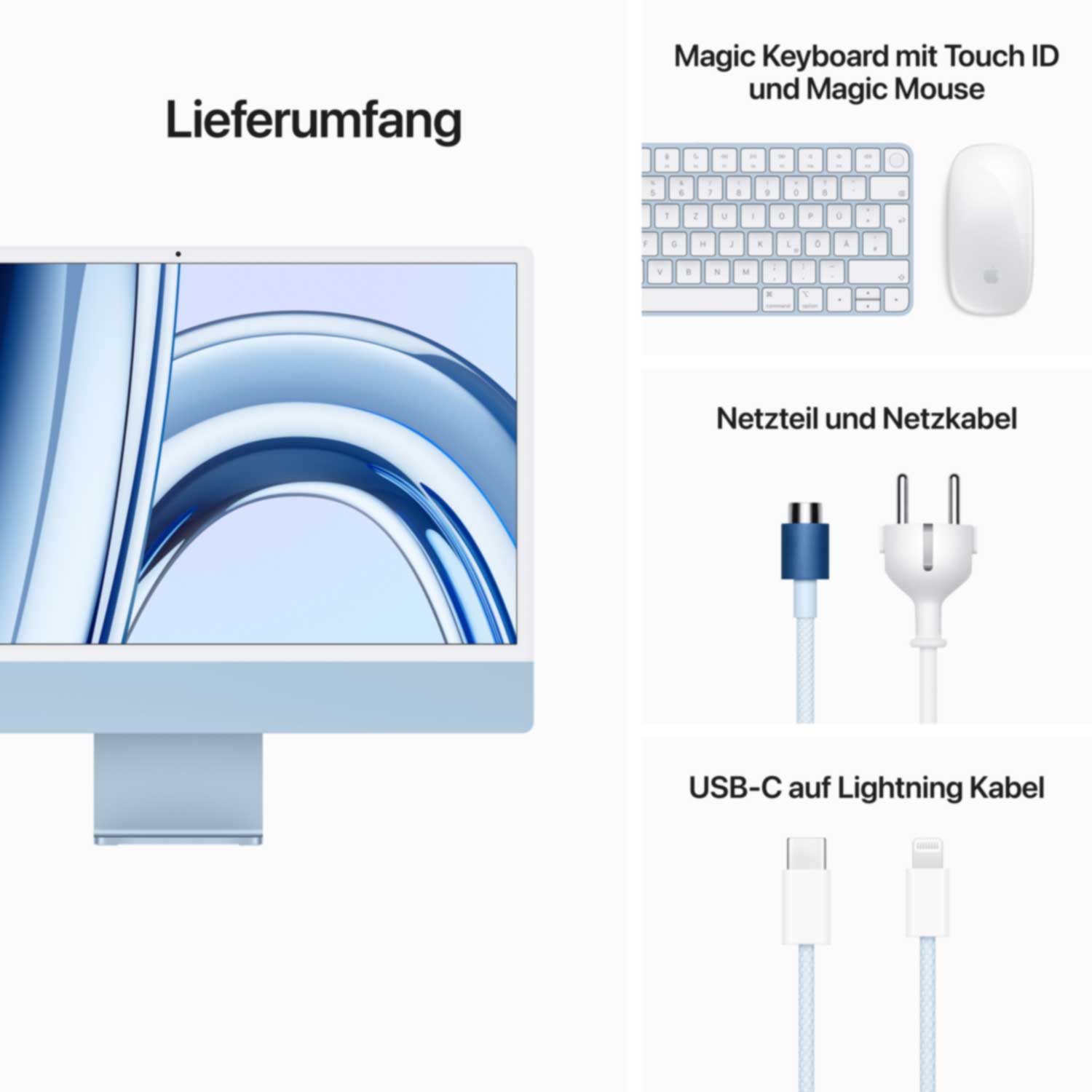 Купить Apple iMac 61cm(24‘‘) M3 10-Core 512GB blau (MQRR3D/A) в магазине wardena.ru