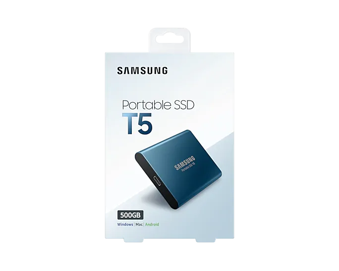 Купить Samsung Portable SSD T5 MU-PA500 - SSD - verschlüsselt - 500GB - extern (tragbar) - USB 3,1 Gen 2 - 256-Bit-AES - Ocean Blue (MU-PA500B/EU) в магазине wardena.ru