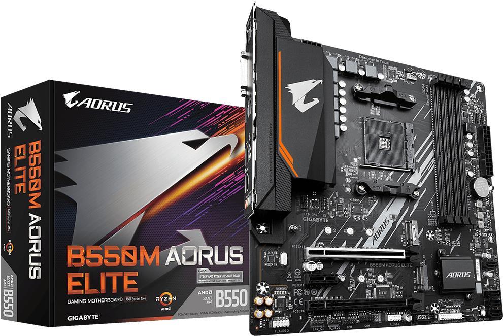Купить Gigabyte B550M AORUS ELITE - 1.0 - Motherboard - micro ATX - Socket AM4 - AMD B550 - USB 3.2 Gen 1 - Gigabit LAN - Onboard-Grafik (CPU erforderlich) - HD Audio (8-Kanal) в магазине wardena.ru