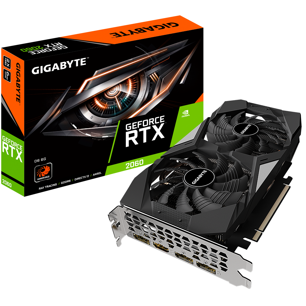 Купить Gigabyte GeForce RTX 2060 D6 6G (rev. 2.0) - Grafikkarten - GF RTX 2060 - 6GB GDDR6 - PCIe 3.0 x16 - HDMI, 3 x DisplayPort (GV-N2060D6-6GD 2.0) в магазине wardena.ru