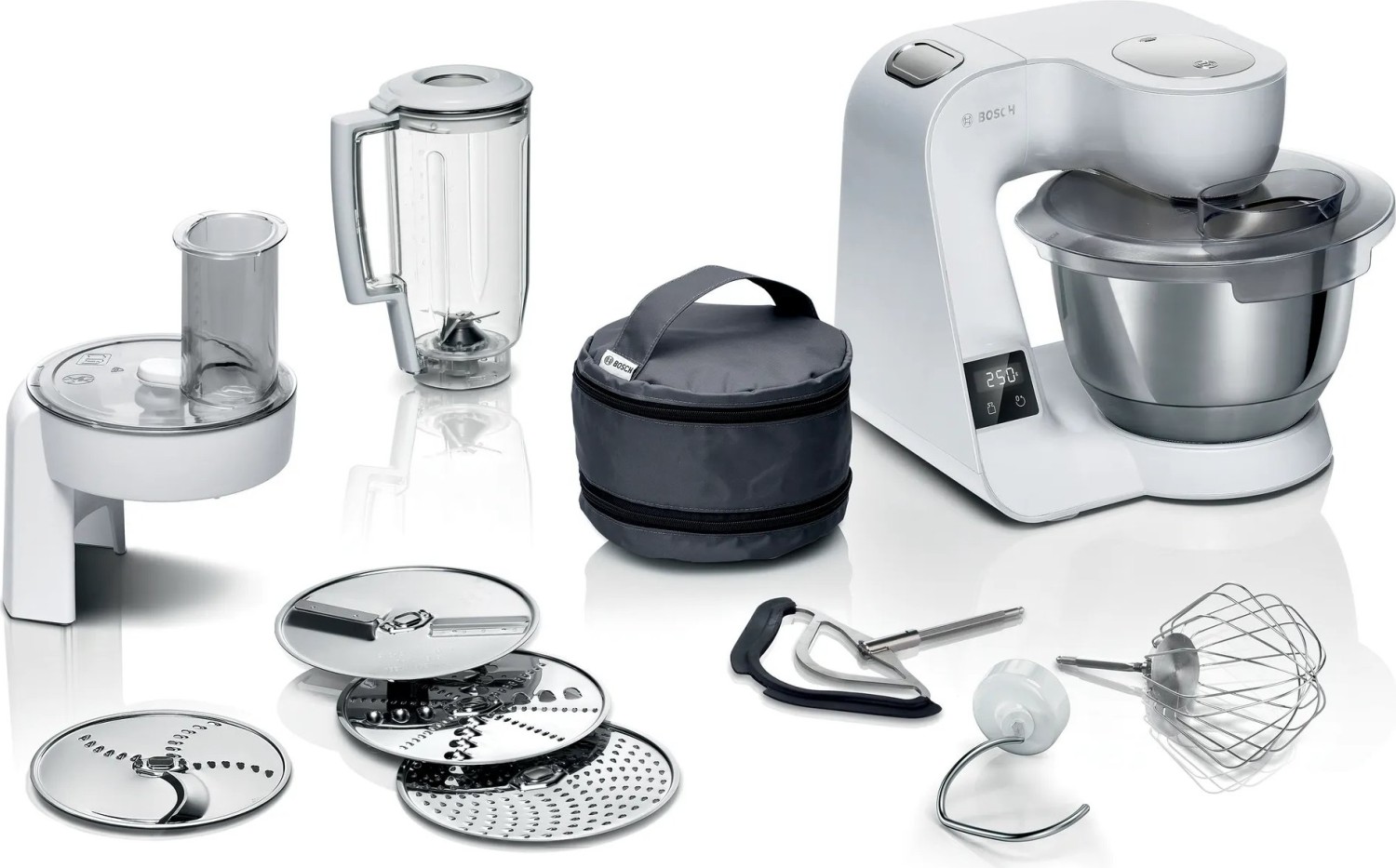 Купить Bosch MUM 5 X 220 Express Küchenmaschine 1000W Edelstahlschüssel weiss/grau (MUM5X220) в магазине wardena.ru