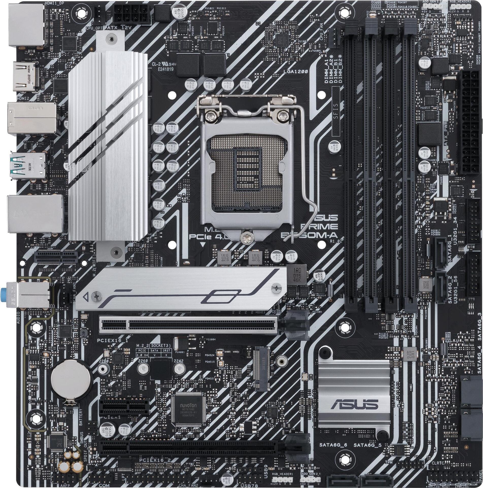 Купить ASUS PRIME B560M-A - Motherboard - micro ATX - LGA1200-Sockel - B560 - USB-C Gen2, USB 3.2 Gen 1, USB 3.2 Gen 2 - Gigabit LAN - Onboard-Grafik (CPU erforderlich) - HD Audio (8-Kanal) (90MB17A0-M0EAY0) в магазине wardena.ru