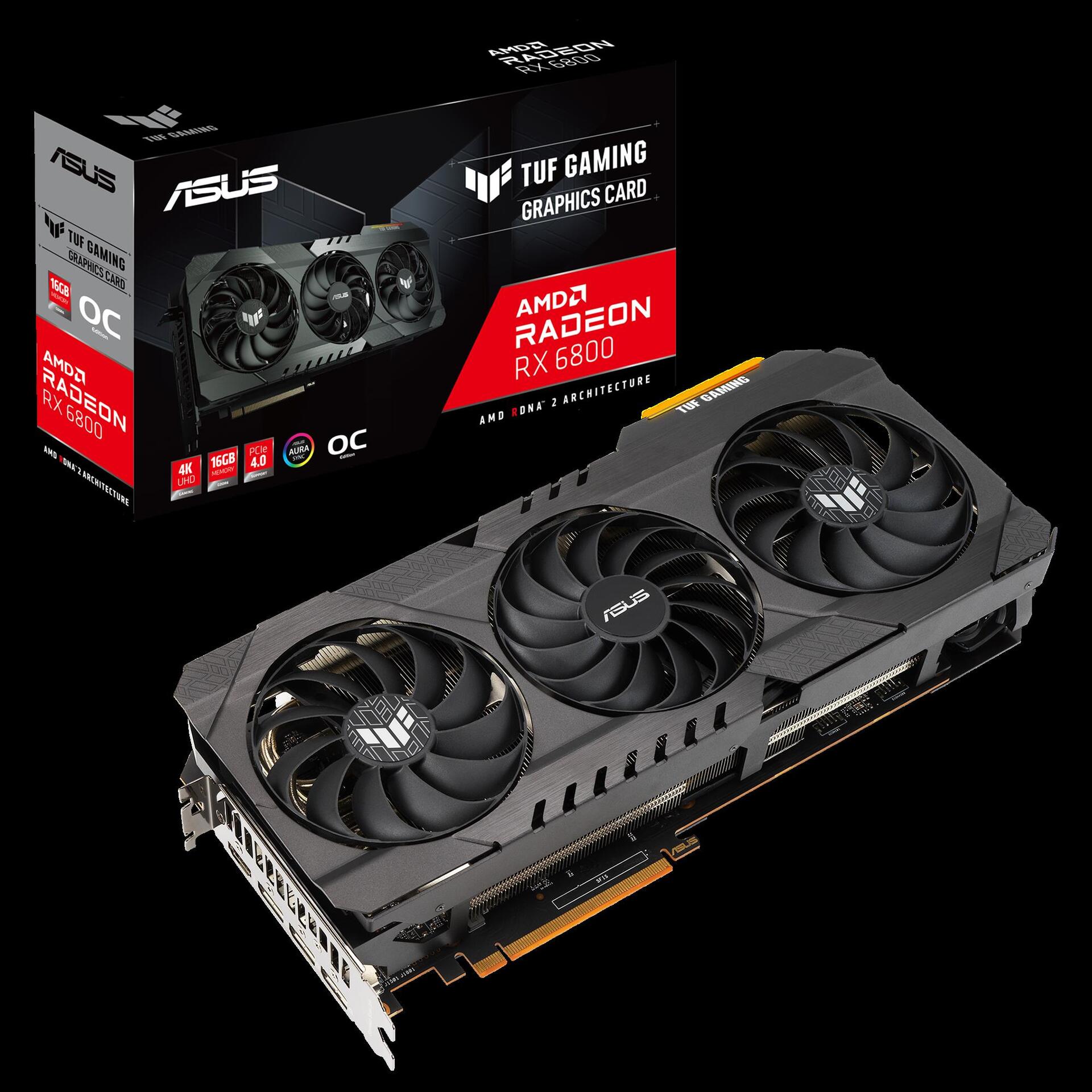 Купить ASUS TUF-RX6800-O16G-GAMING - Grafikkarten - Radeon RX 6800 - 16 GB GDDR6 - PCIe 4.0 - HDMI, 3 x DisplayPort (90YV0FM1-M0NA00) в магазине wardena.ru