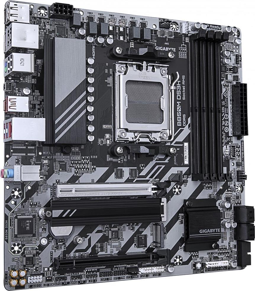 Купить GIGABYTE B850M DS3H Motherboard - AMD Ryzen 9000 Series CPUs, 16+2+2 Phasen Digital VRM, bis zu 8200MHz DDR5 (OC), 1xPCIe 5.0 + 1xPCIe 4.0 M.2, 2.5 LAN, USB 3.2 Gen 2 (B850M DS3H) в магазине wardena.ru