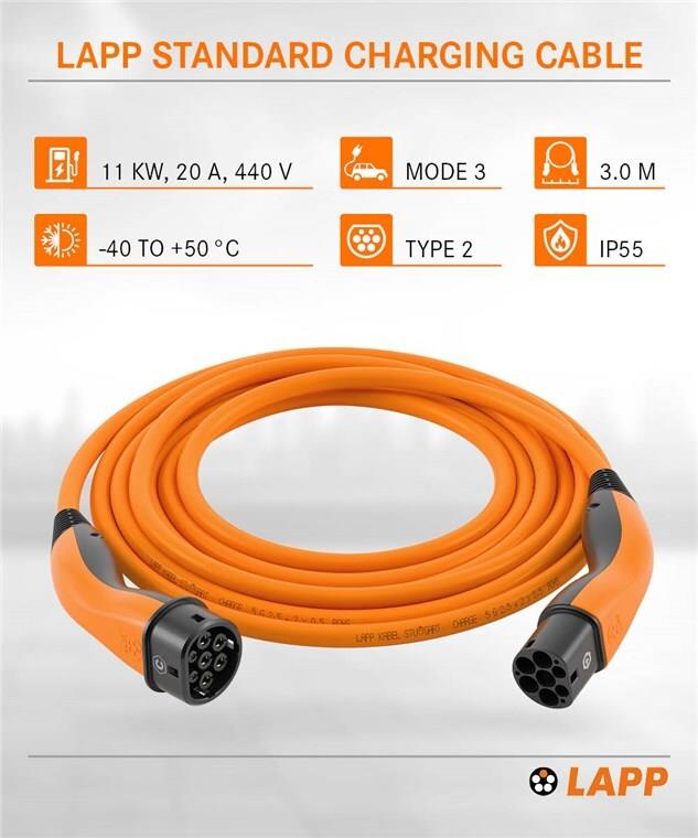 Купить Lapp Type 2 Charging Cable up to 11 kW 3 m orange 3 (75743) в магазине wardena.ru