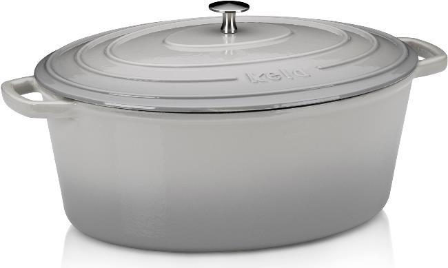 Купить Kela Bräter oval Calido Gusseisen hellgrau/beige 36x29cm 15cm h, 9,3L (12609) (12609) в магазине wardena.ru