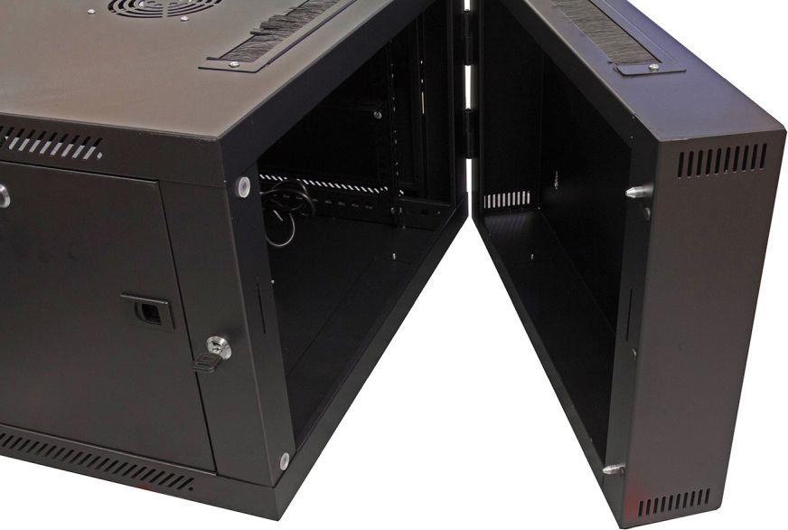 Купить 19" Wandgehäuse, 12HE, tiefschwarz (RAL9005) Rückseite schwenkbar, 600 x 550mm, fertig montiert, mit Lüfter, Good Connections® (GC-R0014) в магазине wardena.ru