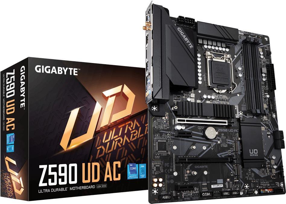 Купить Gigabyte Z590 UD AC - Intel - LGA 1200 - Intel® Celeron® - Intel® Core™ i3 - Intel Core i5 - Intel Core i7 - Intel Core i9 - Intel® Pentium® - DDR4-SDRAM - DIMM - 2933,3000,3200 MHz (Z590 UD AC) в магазине wardena.ru