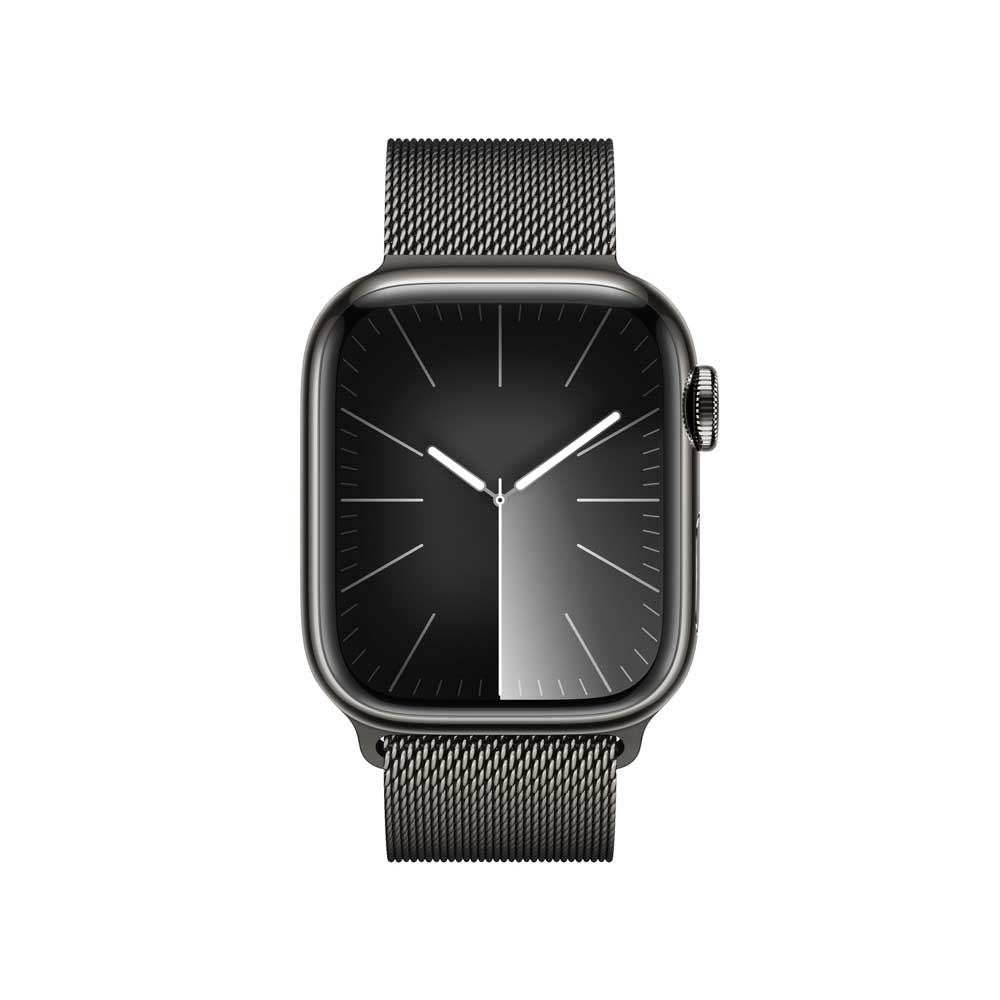 Купить APPLE Watch Series 9 GPS + Cellular 41mm Graphite Stainless Steel Case with Graphite Milanese Loop (MRJA3QF/A) в магазине wardena.ru