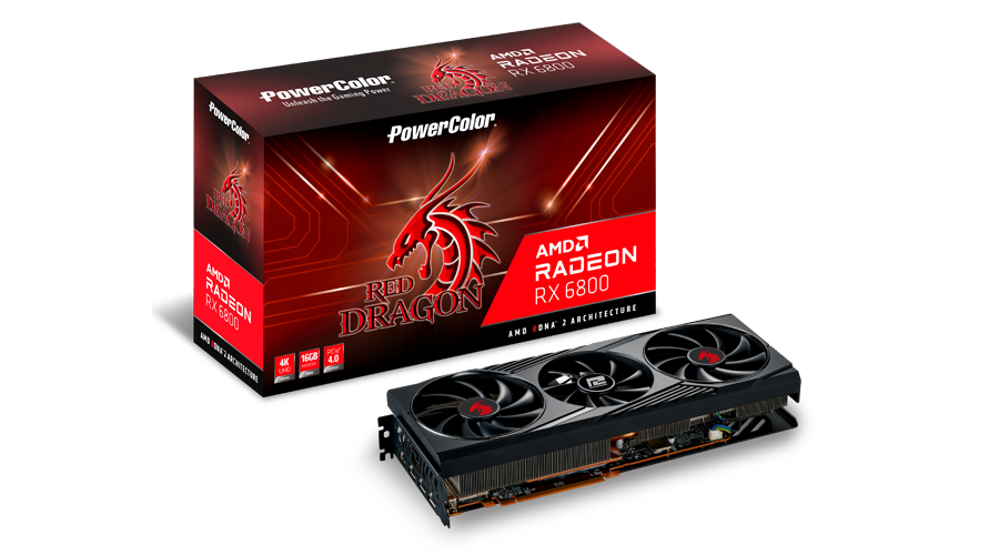 Купить PowerColor Red Dragon AXRX 6800 16GBD6-3DHR/OC Grafikkarte (AXRX 6800 16GBD6-3DHR/OC) в магазине wardena.ru