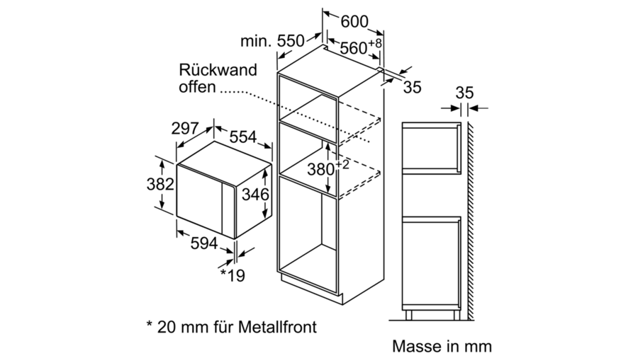 Купить Bosch BFL520MS0 Mikrowelle Integriert Kombi-Mikrowelle 20 l 800 W Schwarz - Edelstahl (BFL520MS0) в магазине wardena.ru