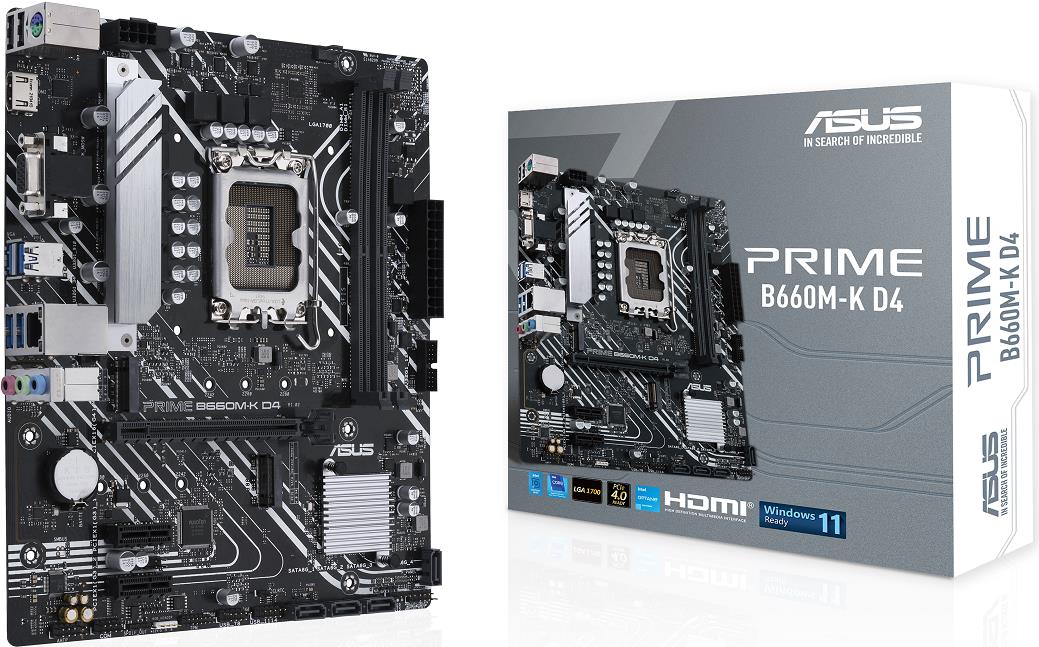 Купить ASUS PRIME B660M-K D4 - Motherboard - micro ATX - LGA1700-Sockel - B660 Chipsatz - USB 3.2 Gen 1 - Gigabit LAN - Onboard-Grafik (CPU erforderlich) - HD Audio (8-Kanal) (90MB1950-M0EAY0) в магазине wardena.ru