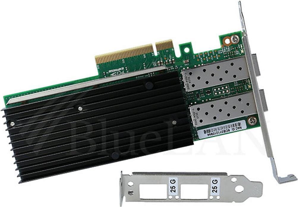 Купить BlueLAN Converged Network Adapter XXV710, Ethernet, FCoE, 25GbE Dual Port SFP28, Chipsatz: Intel XXV710, PCIe 3.0, x8 Lane, Betriebssystem: Windows, Linux, FreeBSD, Virtualisierung: VMware ESXi, SLSE (BLCNADAC07) в магазине wardena.ru
