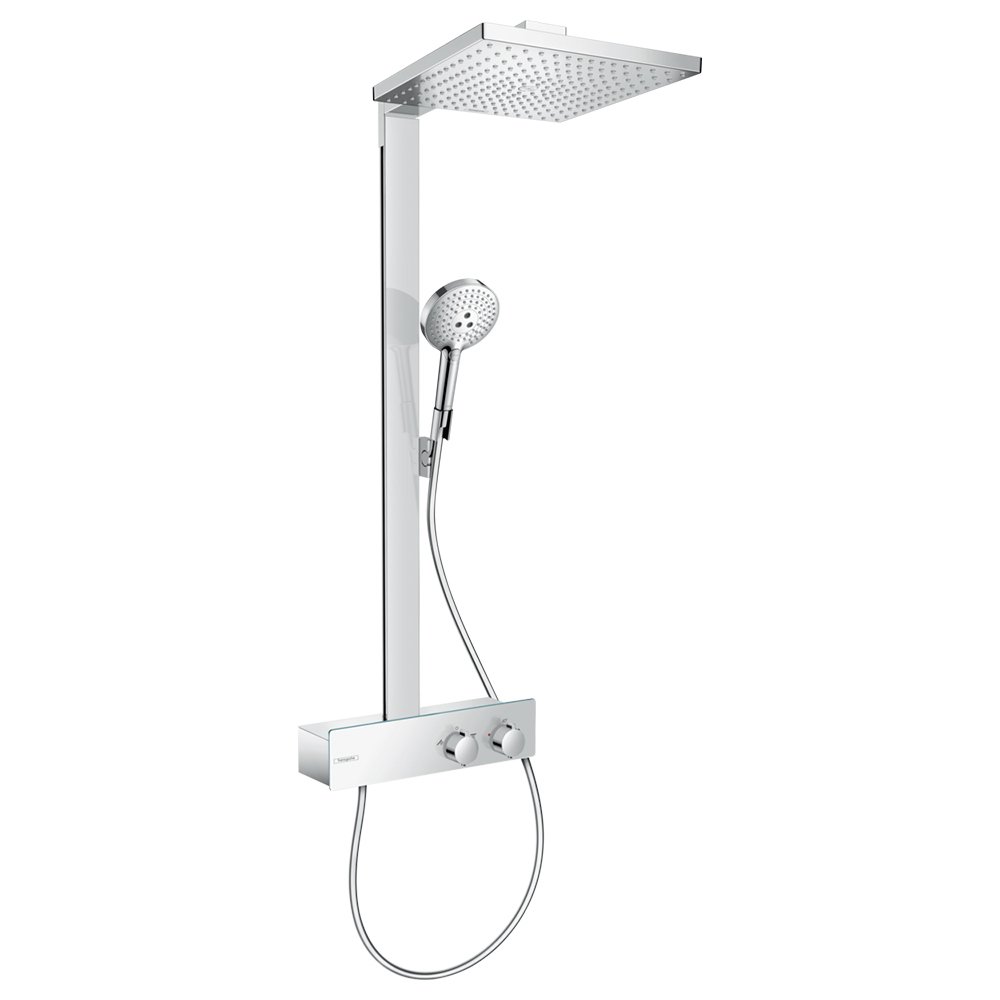Купить Hansgrohe Raindance E Showerpipe 300 1jet EcoSmart 9 л/мин с термостатом ShowerTablet 350 хром 27362000 в магазине wardena.ru