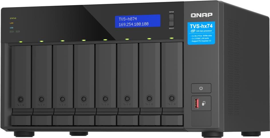 Купить QNAP TVS-h874 NAS Tower Eingebauter Ethernet-Anschluss Schwarz (TVS-H874-I7-32G) в магазине wardena.ru