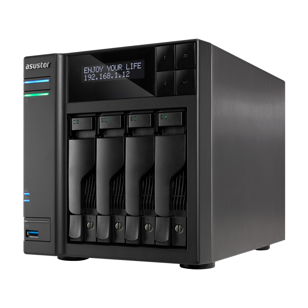 Купить ASUSTOR AS7004T - NAS-Server - SATA 6Gb/s / eSATA - RAID 0, 1, 5, 6, 10, JBOD - Gigabit Ethernet - iSCSI (90IX00E1-BW3S10) в магазине wardena.ru