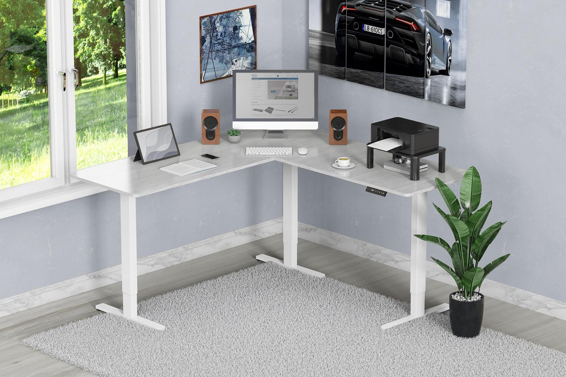 Купить Digitus Elektrisch höhenverstellbares Tischgestell - 90° L-Form - Triple-Motor - 2-Stufen - Weiß (DA-90453) в магазине wardena.ru