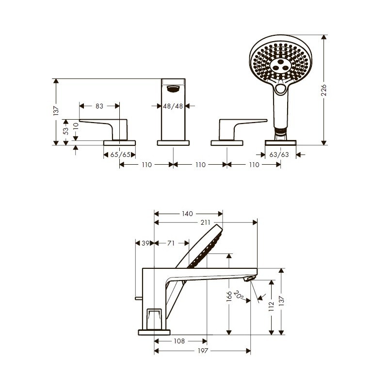 Купить Hansgrohe Metropol Смеситель для ванны хром 74553000 в магазине wardena.ru