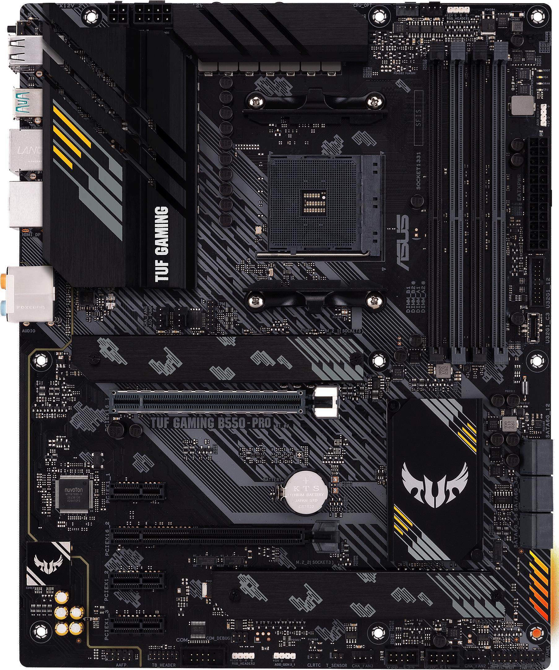 Купить ASUS TUF GAMING B550-PRO - Motherboard - ATX - Socket AM4 - AMD B550 Chipsatz - USB-C Gen2, USB-C Gen1, USB 3.2 Gen 1, USB 3.2 Gen 2 - 2.5 Gigabit LAN - Onboard-Grafik (CPU erforderlich) - HD Audio (8-Kanal) (90MB17R0-M0EAY0) в магазине wardena.ru