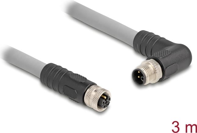 Купить Delock M12 Kabel L-kodiert 5 Pin Stecker rechts gewinkelt zu Buchse gerade PUR (80549) в магазине wardena.ru