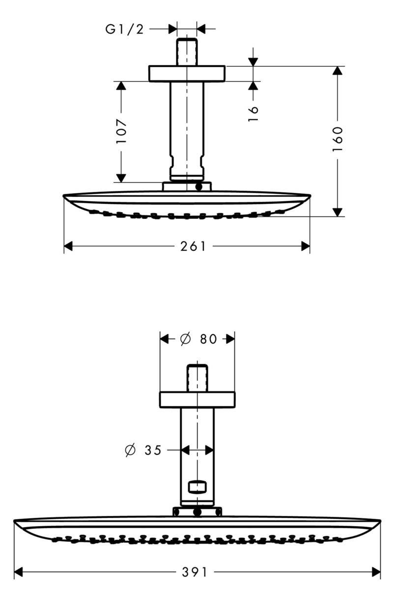 Купить Hansgrohe PuraVida Верхний душ 400 1jet с потолочным подсоединением хром 27390000 в магазине wardena.ru