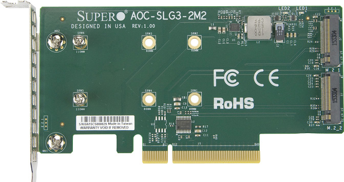 Купить Super Micro Supermicro AOC-SLG3-2M2 - Schnittstellenadapter - M.2 - Erweiterungsschlitz auf 2 x M.2 - M.2 NVMe Card - Low-Profile - PCIe 3.0 x8 (AOC-SLG3-2M2-O) в магазине wardena.ru