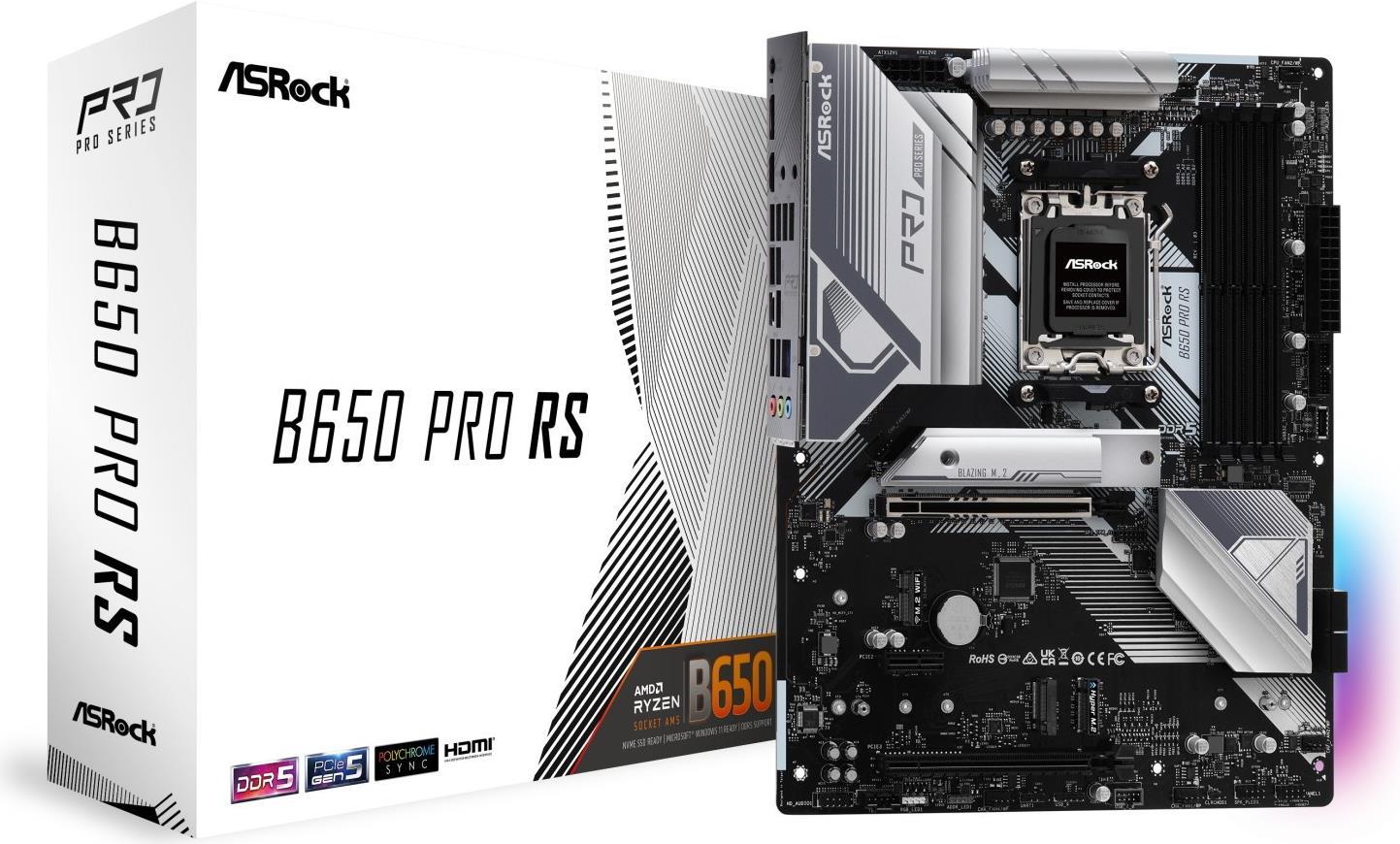 Купить ASRock B650 Pro RS - Motherboard - ATX - Socket AM5 - AMD B650 Chipsatz - USB 3,2 Gen 1, USB 3,2 Gen 2, USB-C 3,2 Gen2, USB-C 3,2 Gen 2x2 - 2,5 Gigabit LAN - Onboard-Grafik (CPU erforderlich) - High Definition Audio (7,1 (90-MXBL10-A0UAYZ) в магазине wardena.ru