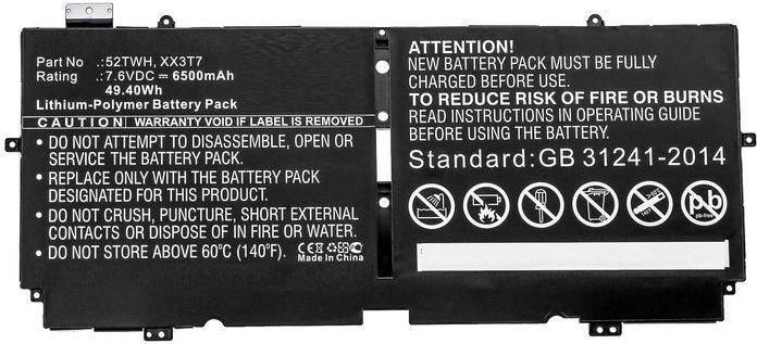 Купить CoreParts Laptop Battery 49.40Wh Li-Pol 7.6V 6500mAh Black - Batterie - 6.500 mAh (XX3T7-CP) в магазине wardena.ru