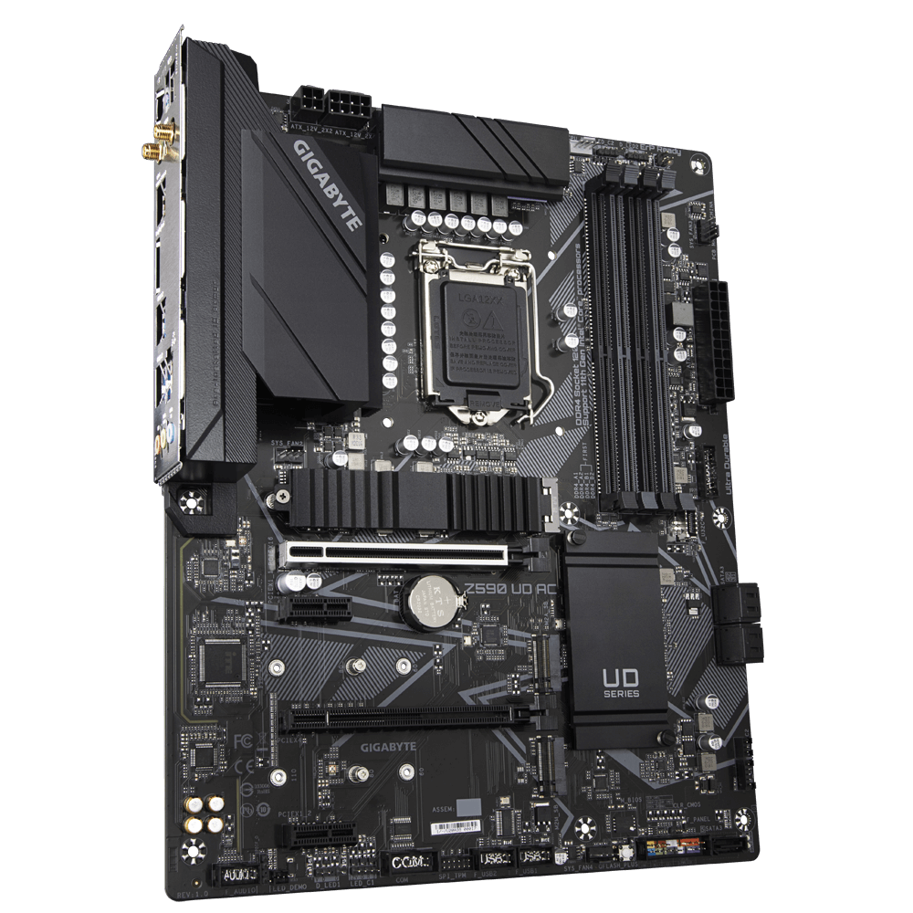 Купить Gigabyte Z590 UD AC - Intel - LGA 1200 - Intel® Celeron® - Intel® Core™ i3 - Intel Core i5 - Intel Core i7 - Intel Core i9 - Intel® Pentium® - DDR4-SDRAM - DIMM - 2933,3000,3200 MHz (Z590 UD AC) в магазине wardena.ru