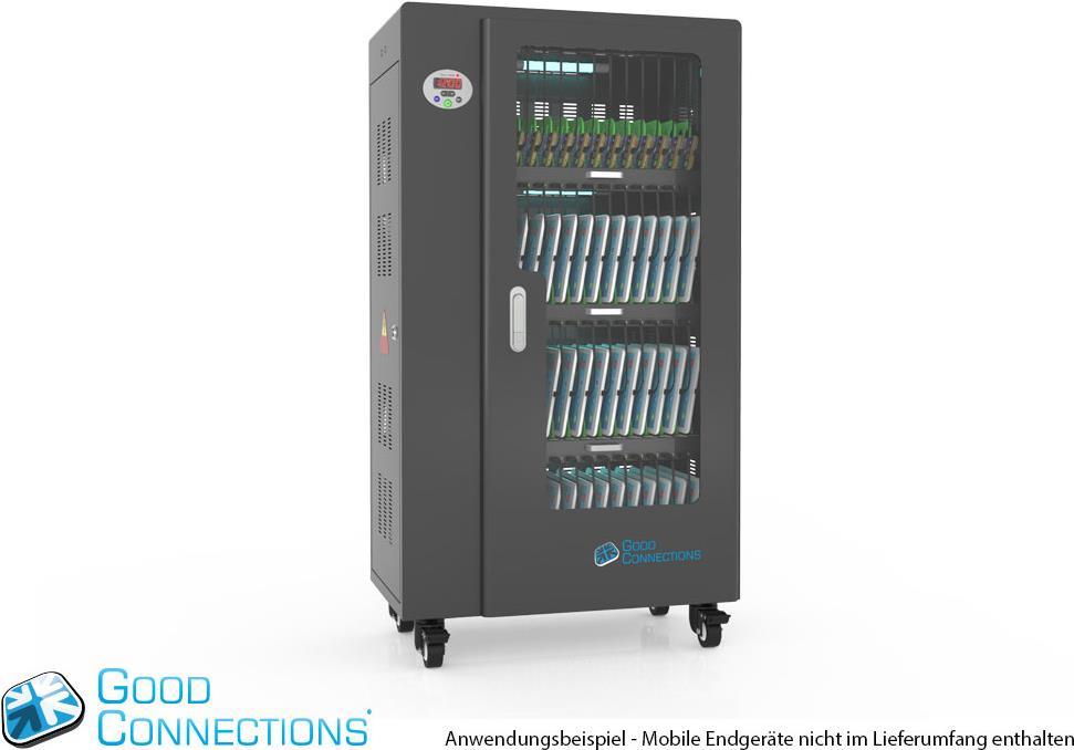 Купить Good Connections - Wagen (synchronisieren, laden und unter UV-Licht reinigen) - für 52 Tablets - verriegelbar - Aluminium, Stahl, Acryl - Schwarz - Ausgang: 5 V (PCT01-B52S) в магазине wardena.ru