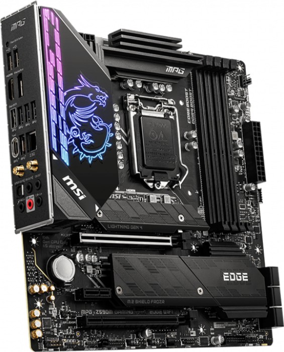 Купить MSI MPG Z590M GAMING EDGE WIFI - Motherboard - micro ATX - LGA1200-Sockel - Z590 Chipsatz - USB-C Gen2, USB 3.2 Gen 1, USB 3.2 Gen 2, USB-C Gen 2x2 - 2.5 Gigabit LAN, Wi-Fi, Bluetooth - Onboard-Grafik (CPU erforderlich) (7D12-001R) в магазине wardena.ru