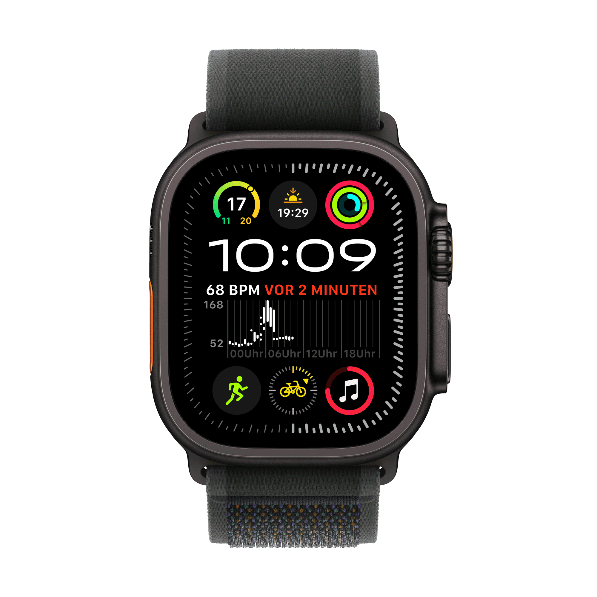 Купить Apple Watch Ultra 2 GPS + Cellular 49mm Black Titanium Case mit Black Trail Band - M/L (MX4V3FD/A) в магазине wardena.ru