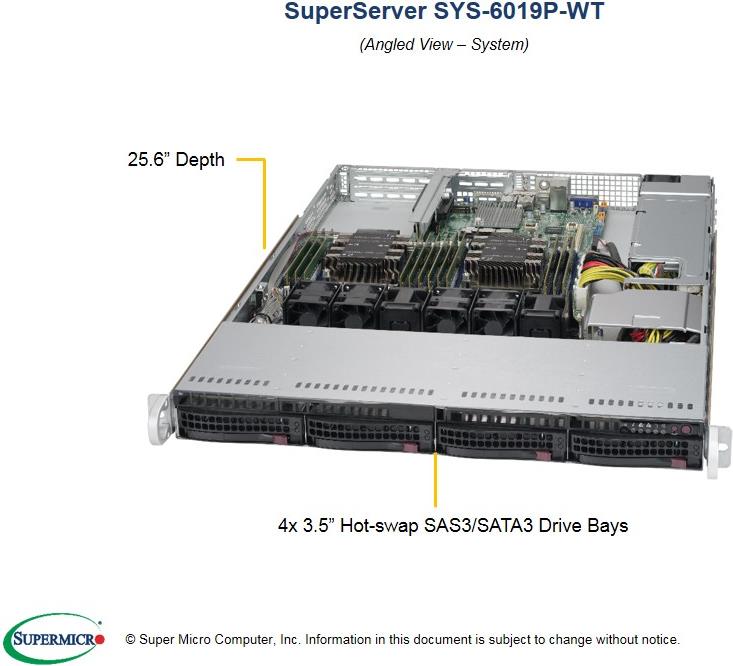Купить Super Micro Supermicro SuperServer 6019P-WT - Server - Rack-Montage - 1U - zweiweg - RAM 0GB - SATA - Hot-Swap 8,9 cm (3.5") - kein HDD - AST2500 - GigE - Monitor: keiner (SYS-6019P-WT) в магазине wardena.ru