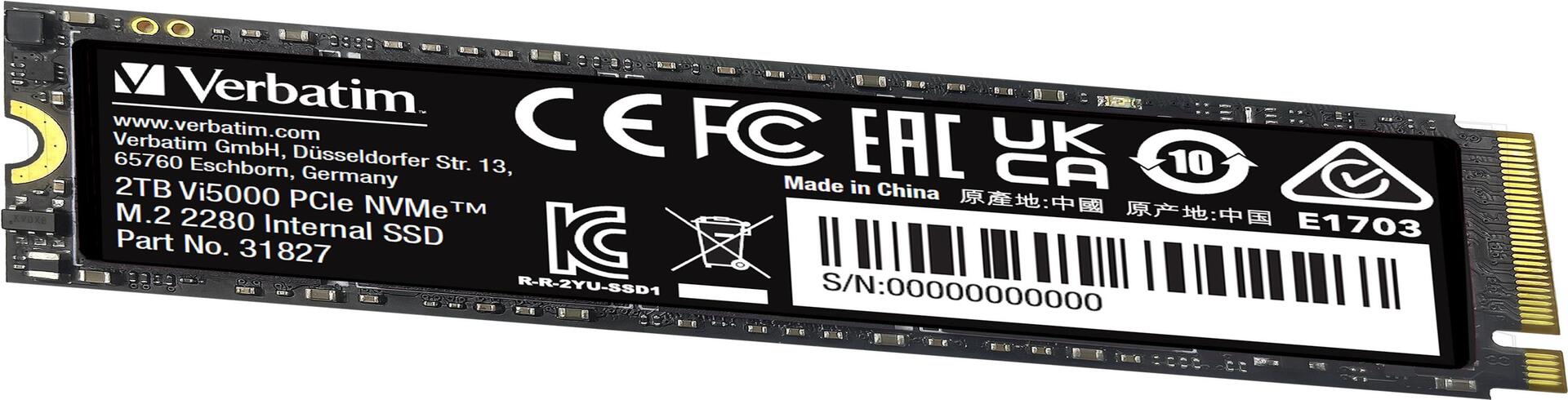 Купить Verbatim Vi5000 M.2 SSD 2TB PCIe4 NVMe 31827 - SSD - 2.048 GB (31827) в магазине wardena.ru