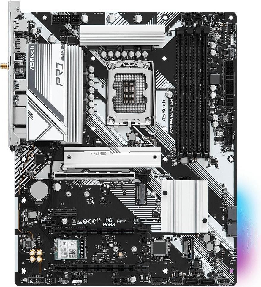 Купить ASRock MB Sc LGA1700 B760 PRO RS/D4 WiFi, Intel B760, 4xDDR4, 1xDP, 1xHDMI, ATX (B760 PRO RS/D4 WiFi) в магазине wardena.ru