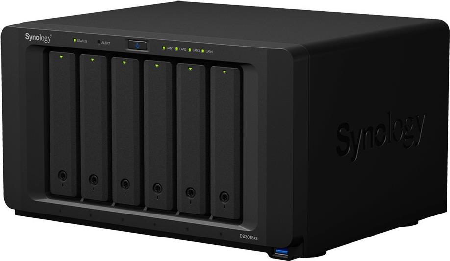 Купить Synology Disk Station DS3018xs - NAS-Server - 6 Schächte - SATA 6Gb/s - RAID 0, 1, 5, 6, 10, JBOD, RAID F1 - RAM 8 GB - Gigabit Ethernet - iSCSI Support (DS3018XS) в магазине wardena.ru