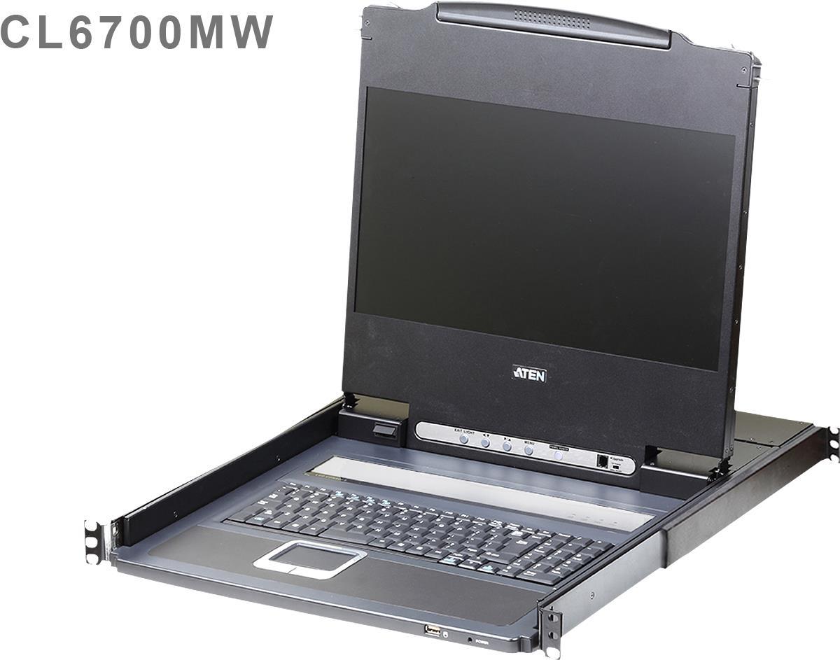 Купить Aten Single Rail LCD Konsole (USB - HDMI / DVI / VGA) - 1920 x 1080 Pixel - Full HD - Rack-Einbau - 19,4 W - 1U - Schwarz (CL6700MW GB) в магазине wardena.ru