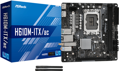 Купить ASRock H610M-ITX/ac - Motherboard - Mini-ITX - LGA1700-Sockel - H610 Chipsatz - USB 3.2 Gen 1 - Bluetooth, Gigabit LAN, Wi-Fi - Onboard-Grafik (CPU erforderlich) - HD Audio (8-Kanal) (90-MXBHL0-A0UAYZ) в магазине wardena.ru