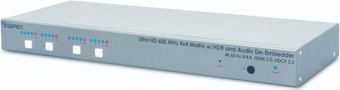 Купить Gefen 4K Ultra HD 600 MHz 4x4 Matrix - Video/Audio-Schalter - 4 x HDMI - an Rack montierbar - Gleichstrom (EXT-UHD600A-44) в магазине wardena.ru
